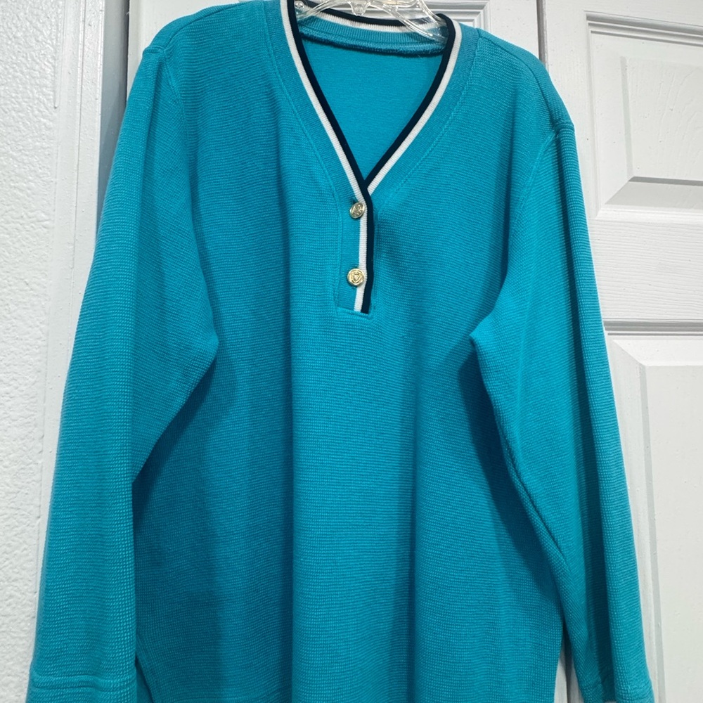 Women’s Teal Sweater with Button Detail